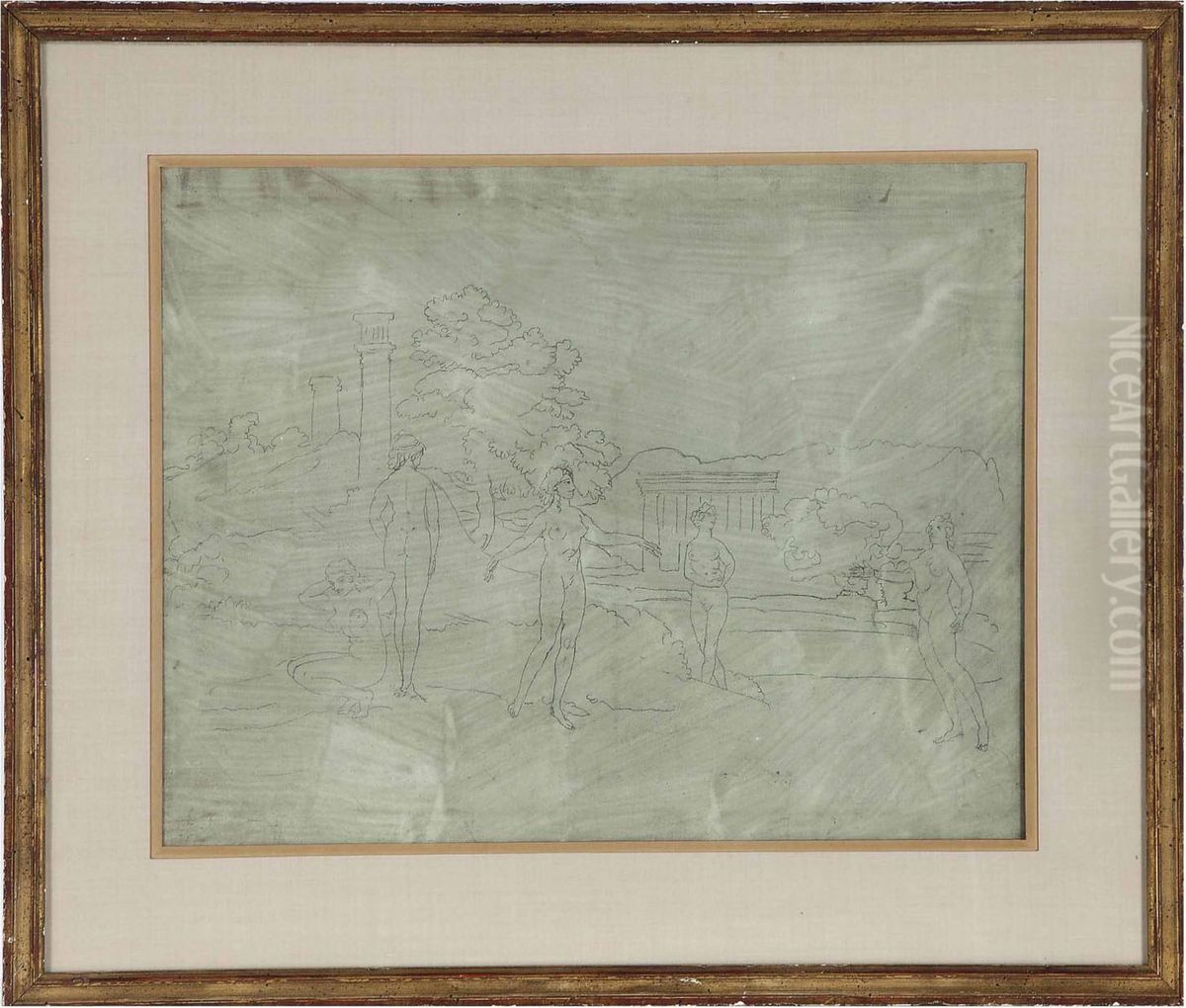 Hellenic Shrine Oil Painting by Arthur Bowen Davies