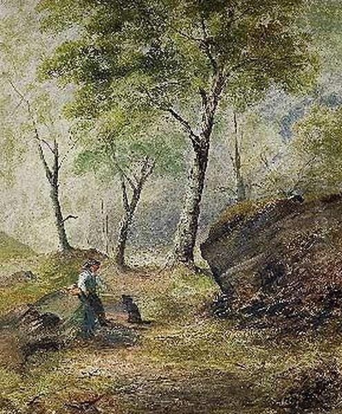 Joven Con Perro En El Bosque Oil Painting by Owen W. Davis