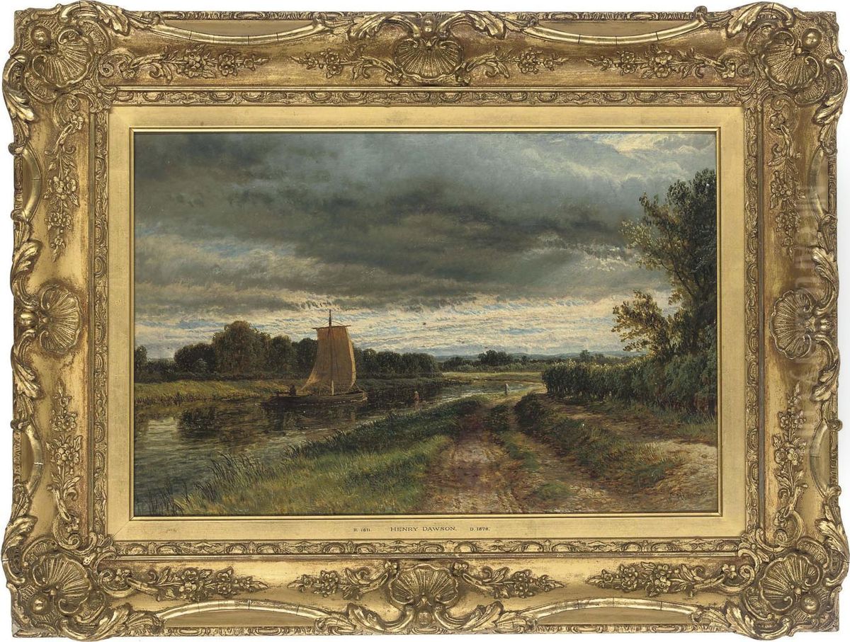 On The Trent, Near Colwick Oil Painting by Henry Thomas Dawson