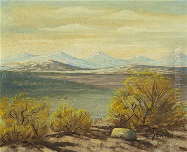 Golden Bushes Oil Painting by Lucy Dawson