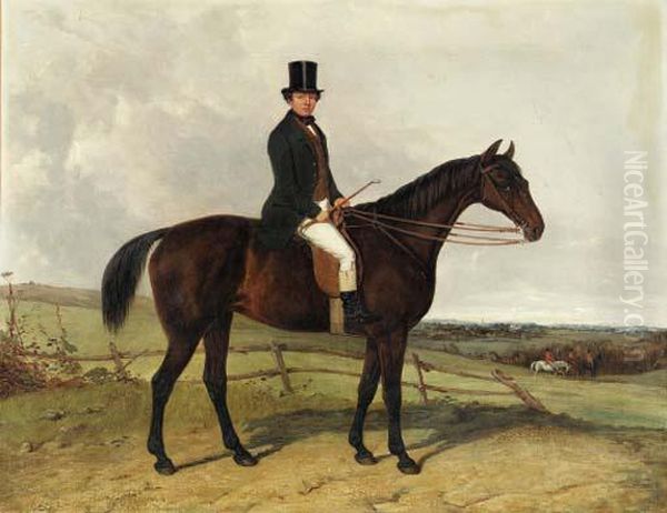 Gentleman On Bay Hunter With A Hunt Beyond
Oil On Canvas Oil Painting by G.F. Day