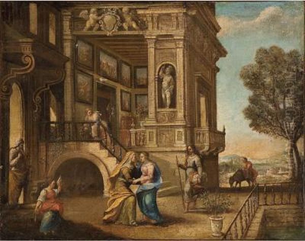 La Visitacion Oil Painting by Matias De Artiaga