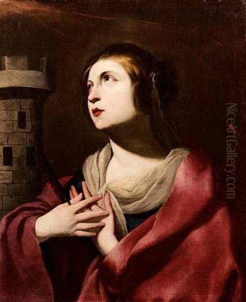 Santa Barbara Oil Painting by Antonio De Bellis