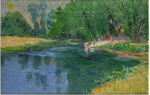 Remanso De Rio Oil Painting by Aureliano de Beruete y Moret