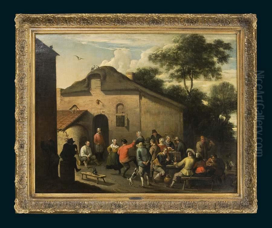 Mit Zechenden, Tanzenden Und Musizierenden Bauern Oil Painting by Erasmus de Bie