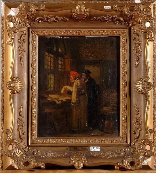 Les Erudits Dans Leur Cabinet Oil Painting by Eugene Francois De Block