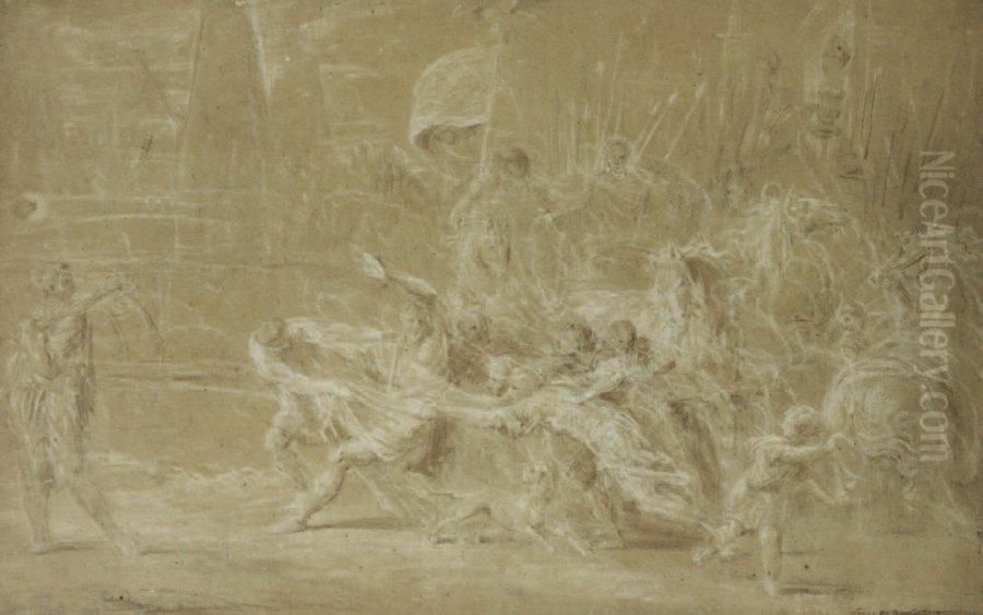 La Capture D'un Homme Craie Blanche Oil Painting by Louis de, the Younger Boulogne