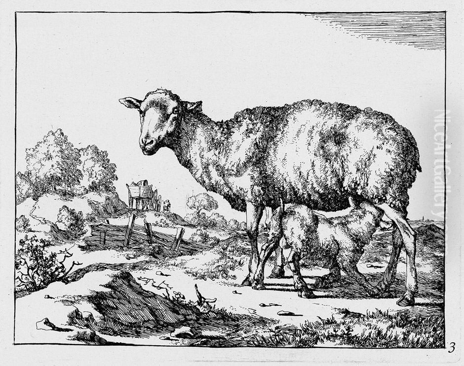 Die Folge Der Schafe Oil Painting by Marcus De Bye