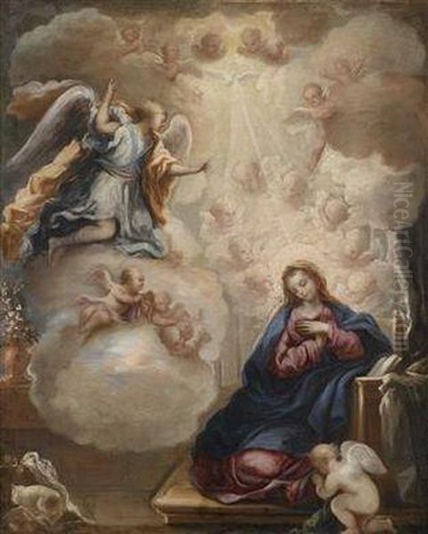 Annunication Oil Painting by Acislo Antonio Palomino