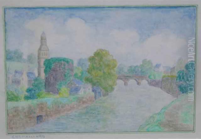 La Riviere De Quimperle Oil Painting by Ernest Ponthier De Chamaillard