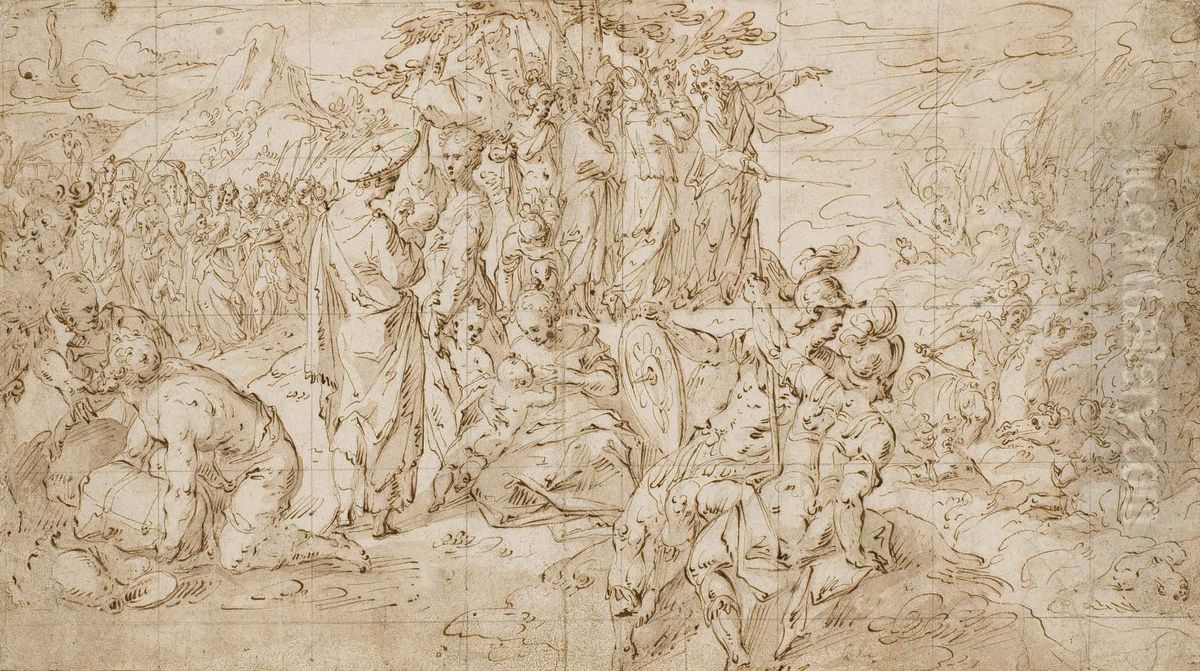 La Destruction De L'armee Du Pharaon Oil Painting by Hendrick De Clerck