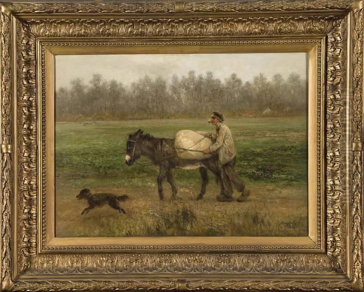 Vieux Paysan Et Son Ane Oil Painting by Xavier De Cock