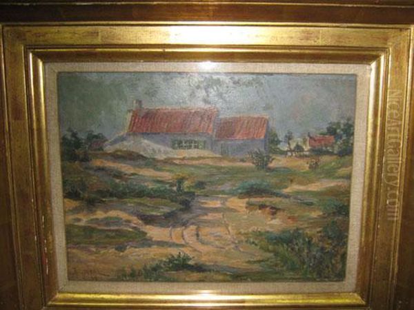 Hoeves In Een Landschap Oil Painting by Joseph Fr. De Coene