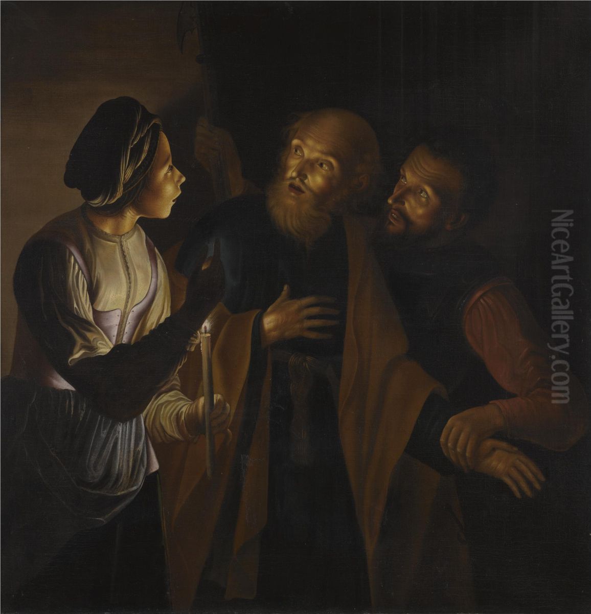 Denial Of Saint Peter Oil Painting by Adam de Coster