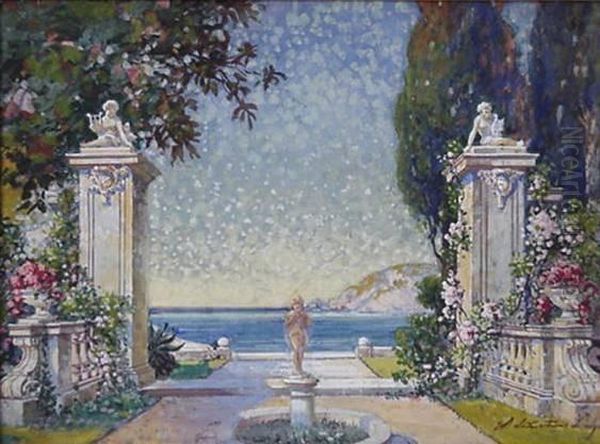 Terrace By The Sea Oil Painting by William Leftwich De Dodge