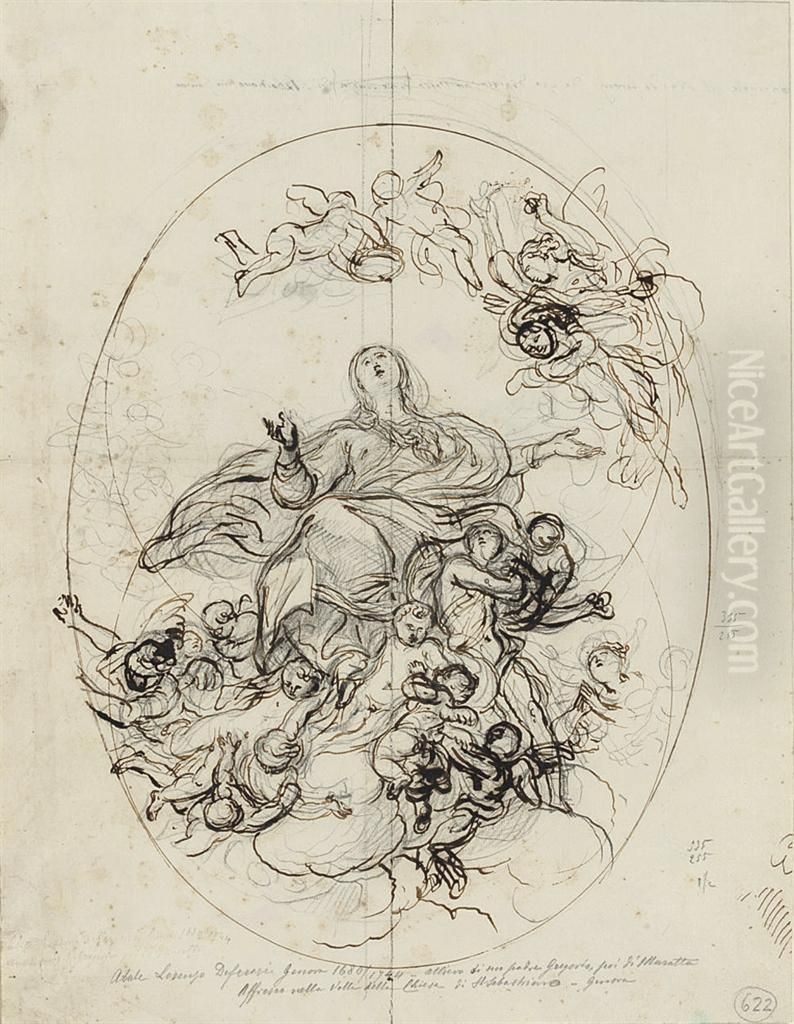 The Assumption Of The Virgin Oil Painting by Lorenzo De Ferrari