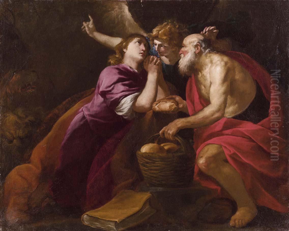 San Daniele Nella Fossa Dei Leoni E San Girolamo Oil Painting by Orazio De Ferrari