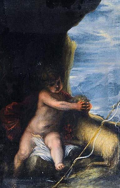 San Juanito Oil Painting by Juan Antonio De Frias Y Escalante