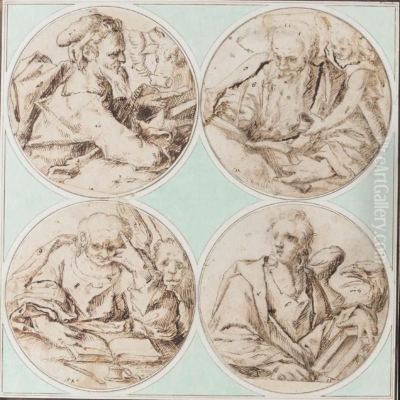 The Four Evangelists Oil Painting by Andries Jacobsz. Stock