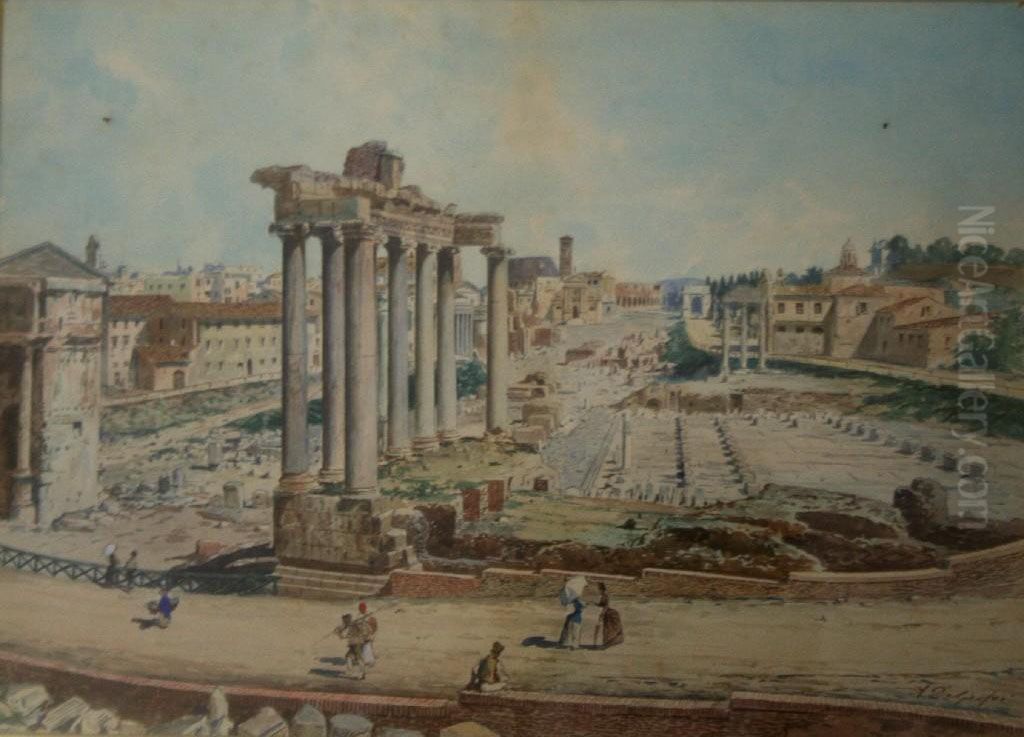 The Forum Romanum, Rome Oil Painting by Adelchi De Grossi