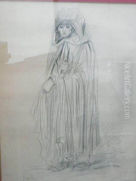 Portrait D'une Mendiante Oil Painting by Henri De Groux