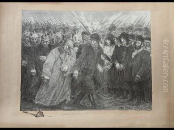 Prisonniers Deguerre Oil Painting by Henri De Groux