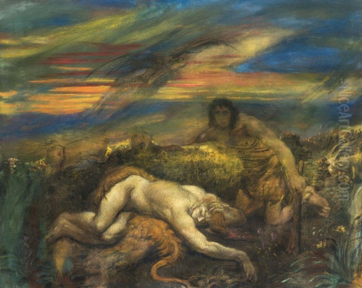 La Mort D'abel Oil Painting by Henri De Groux