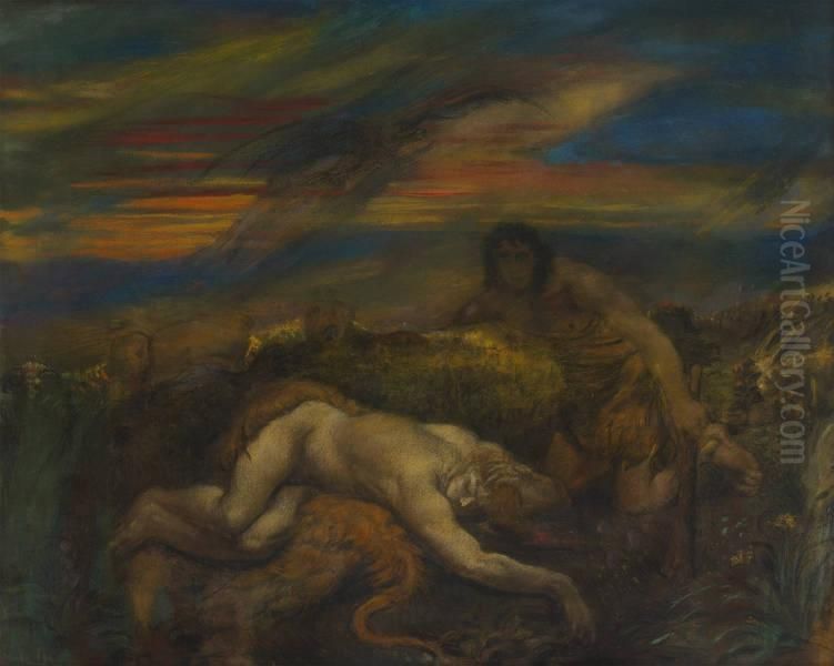 La Mort D'abel Oil Painting by Henry de Groux