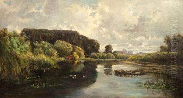 Paisaje Fluvial Oil Painting by Carlos de Haes