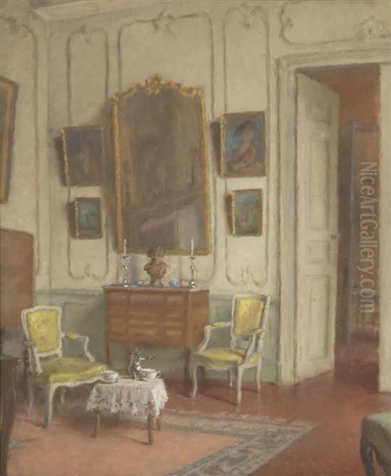 White Parlor Oil Painting by Leonce Joseph V. De Joncieres