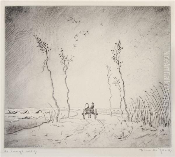 De Lange Weg; The Fisherman; And Naarhuis Oil Painting by Toon De Jong