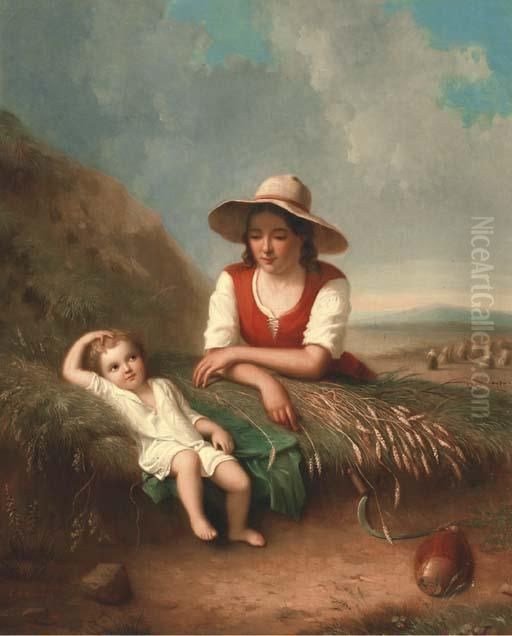 A Peaceful Moment During The Harvest Oil Painting by Leendert de Koningh