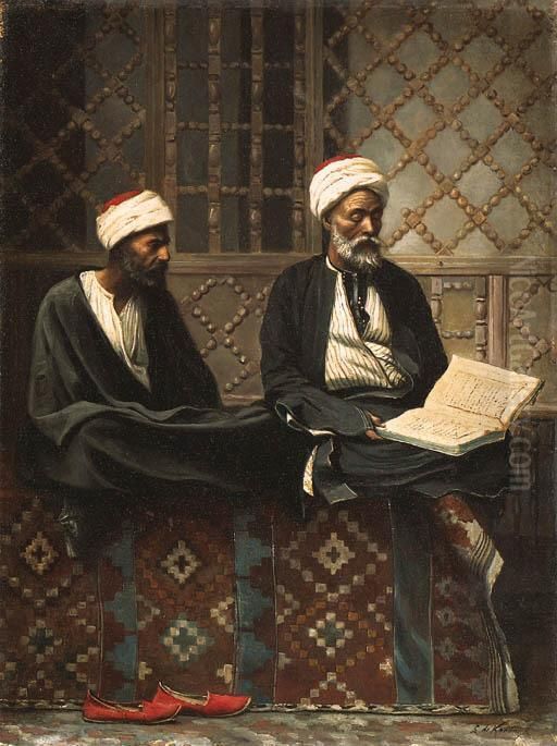 Reading Of The Koran Oil Painting by Leendert de Koningh