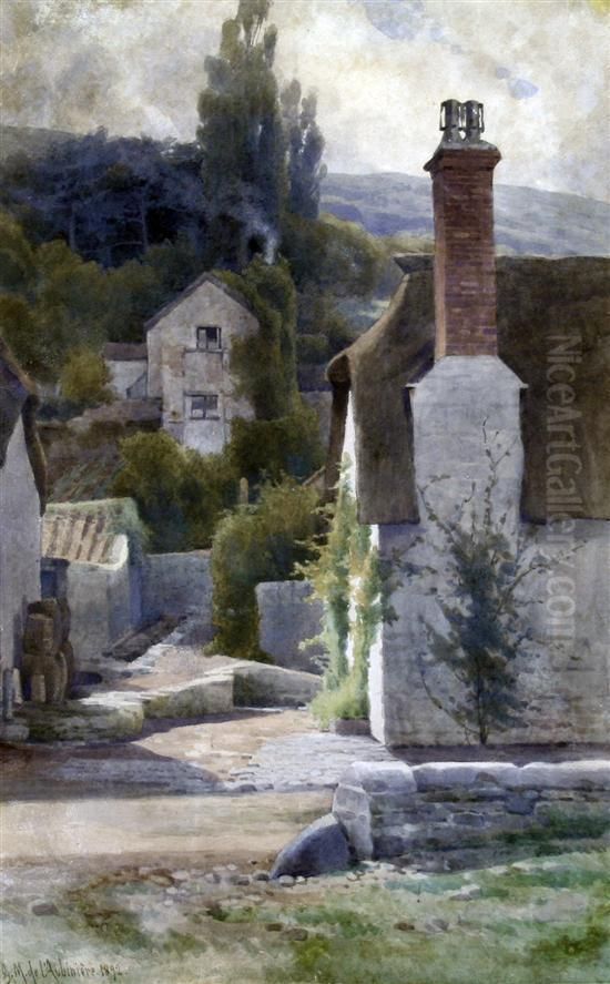 Porlock Weir, Somerset Oil Painting by Georgina M. Steple De L'Aubiniere