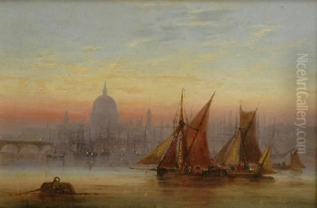The Pool Of London With St Pauls Oil Painting by Charles John de Lacy