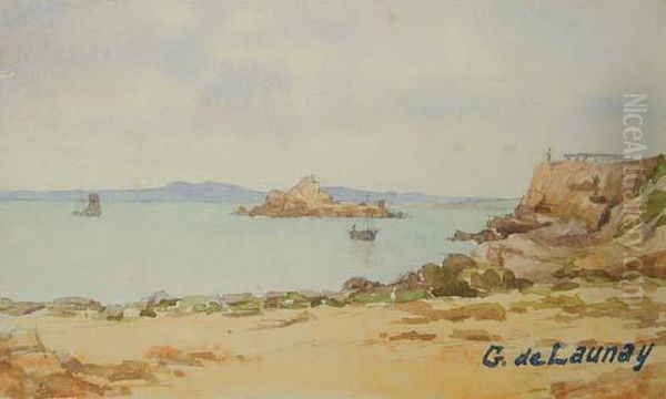 Bateaux Au Bord De La Cote Oil Painting by Gustave De Launay