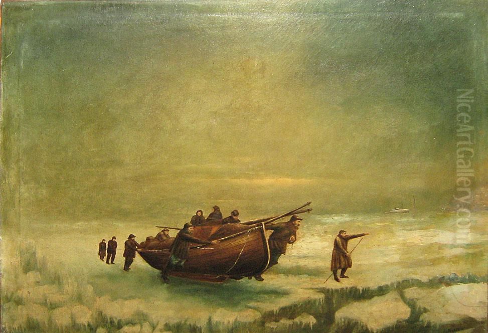 De Ijsvaarders Oil Painting by Louis De Leeuw