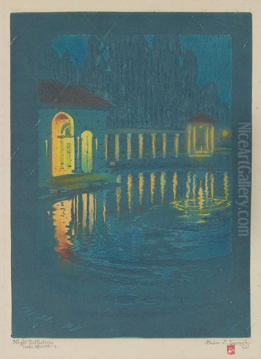 Woodcut Oil Painting by Pedro J. De Lemos