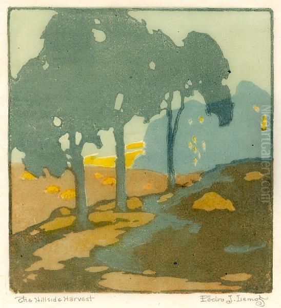 The Hillside Harvest Oil Painting by Pedro J. De Lemos