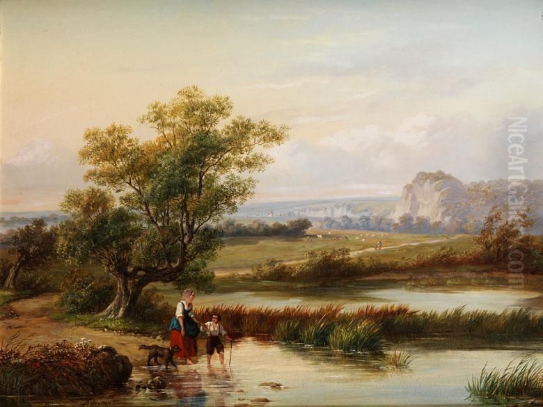 Weite Landschaft Mit Figurenstaffage Oil Painting by A. De Ligny