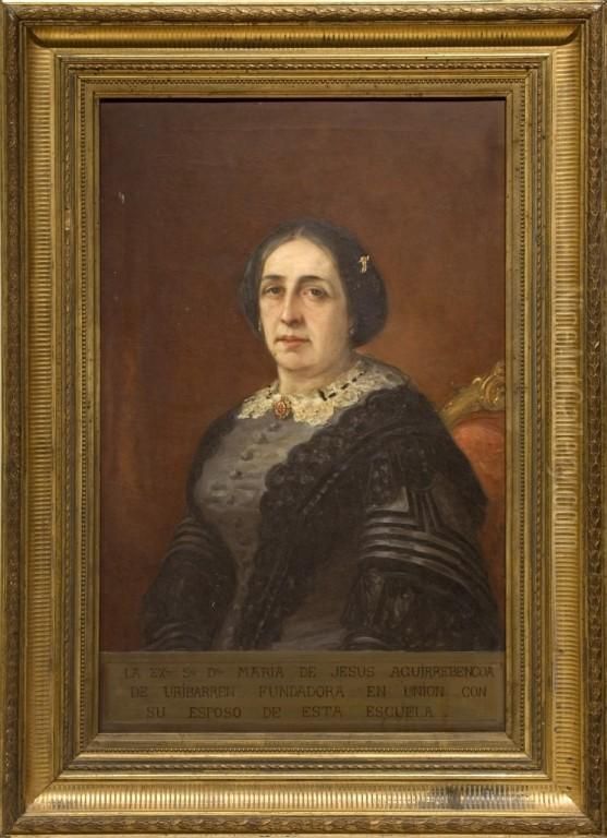 Retrato De Dona Maria Jesus Aguirrebengoa Oil Painting by Ricardo de Madrazo y Garreta