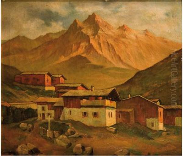 Pueblo Junto A Los Pirineos Oil Painting by Gustavo De Maeztu