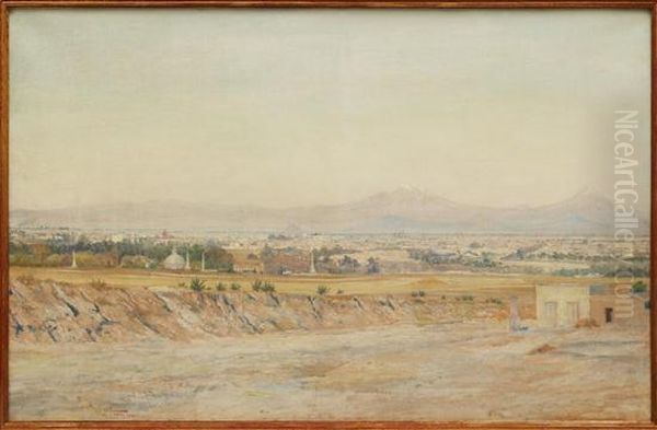 Valle De Mexico Oil Painting by Juan De Mata Pacheco