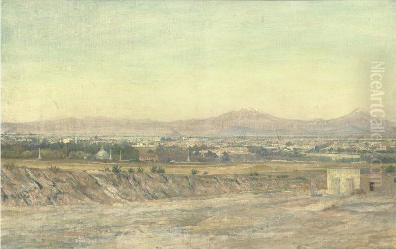 Vista Del Valle De Mexico Desde El Bosque De Chapultepec Oil Painting by Juan De Mata Pacheco