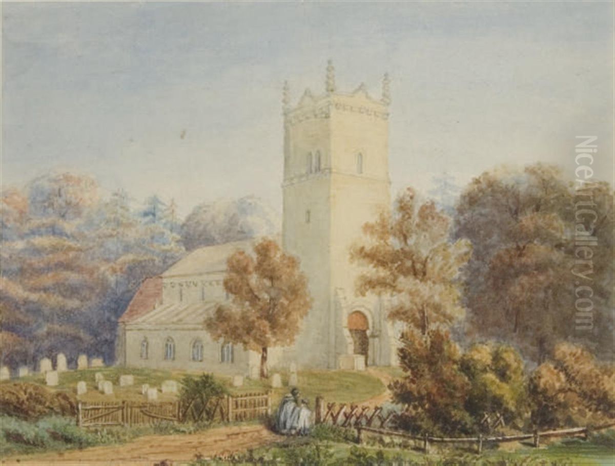 Vue D'une Eglise En Angleterre Oil Painting by Frederic De Mercey
