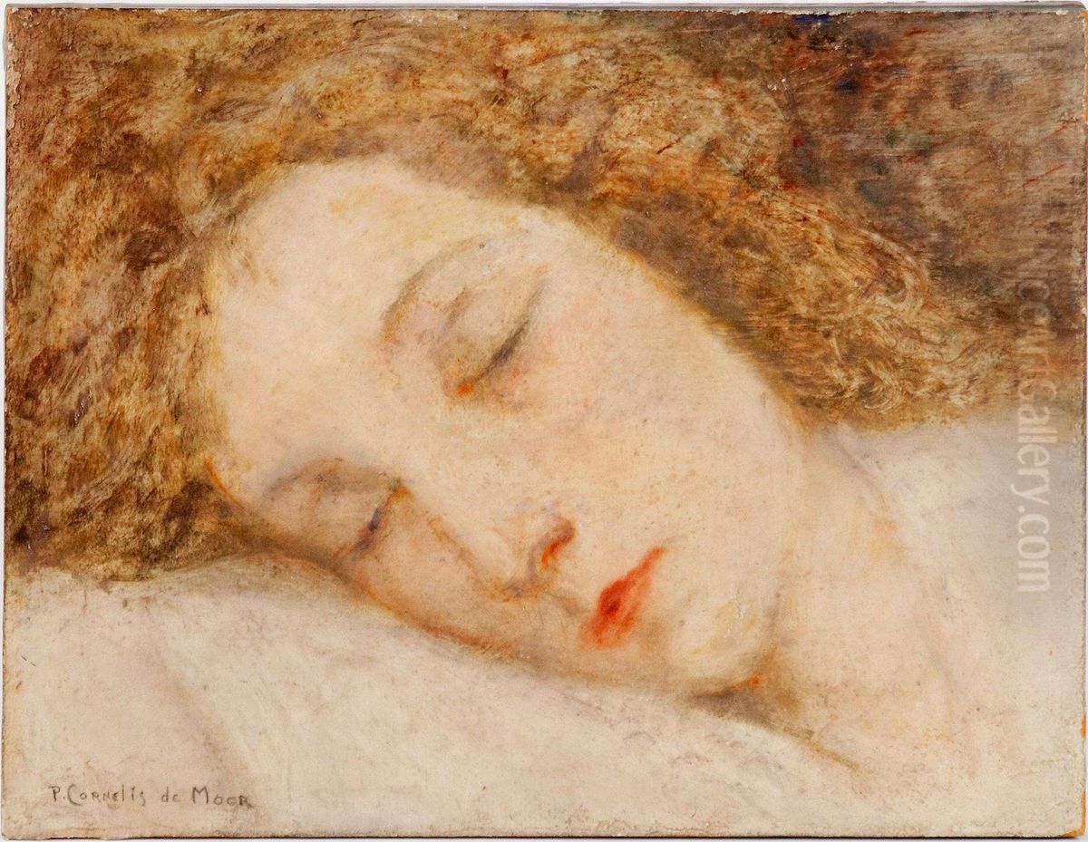 Flickportratt Oil Painting by Pieter Cornelis De Moor