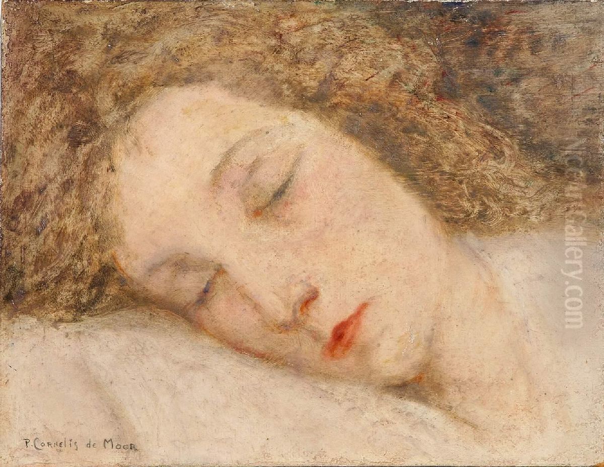 Flickportratt, Signerad Oil Painting by Pieter Cornelis De Moor