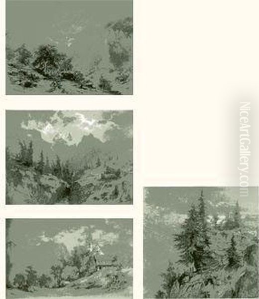 Suite De Quatre Dessins Oil Painting by Francois Louis Fritz De Niederhausern