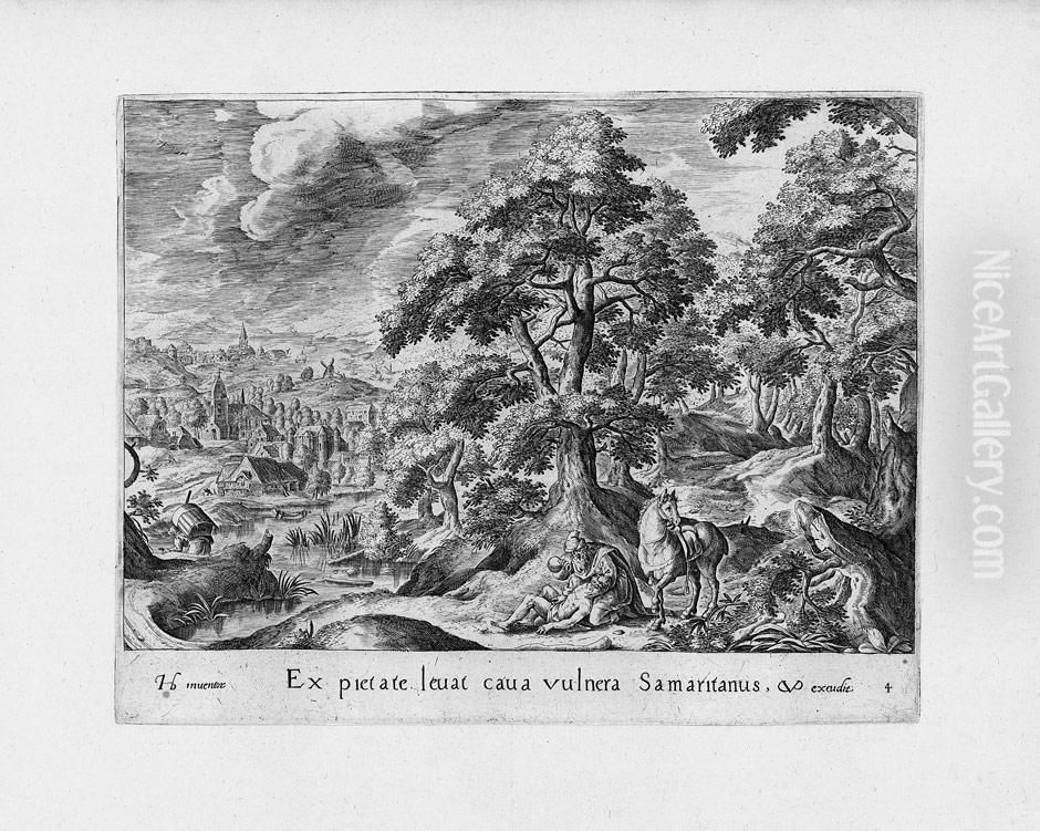 Sechs Landschaften Oil Painting by Crispijn I De Passe