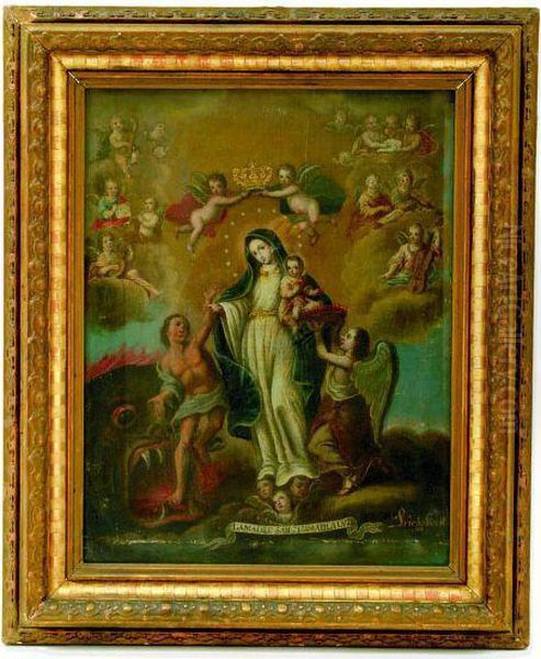 La Madre Santisima De La Luz. Oil Painting by Jose De Priego